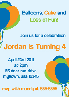 Balloon Birthday Party Invitation