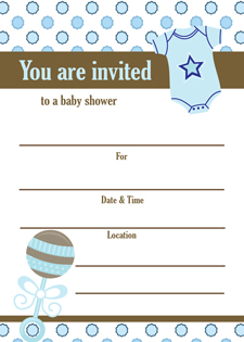 Blank baby shower invitation blue