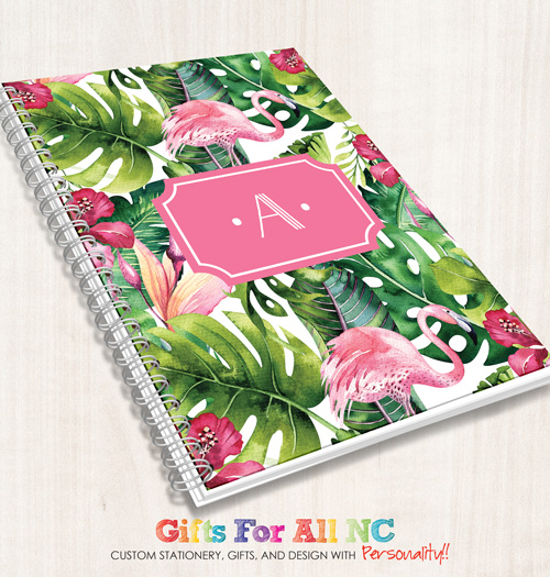 Personalized Flamingo Spiral Journal