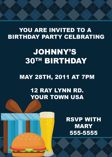 Guy's 30th birthday invitation