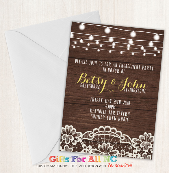 Rustic Lace Engagement Party Invitation