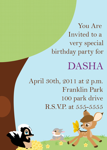 Bambi Inspired Birthday Invitation