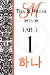 Damask monogram table numbers