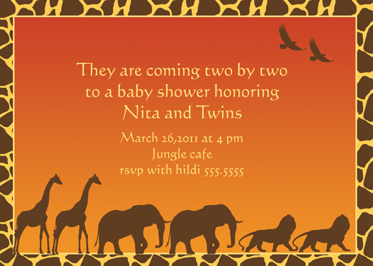 African Safari -Jungle Baby Shower Invitation