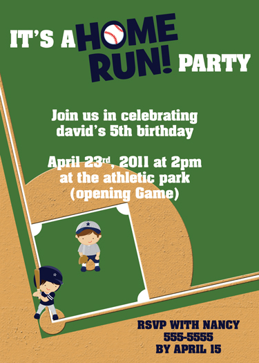 Baseball field birthday invitation
