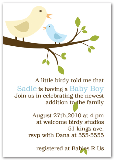 A Little Birdy Baby Shower Invitation
