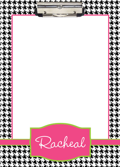 black and white houndtooth Personalized Clipboard