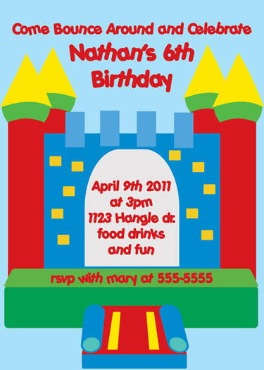 Bounce House Birthday Invitations boy