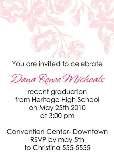 Delicate flower graduation invitations