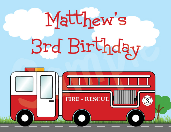 Fire Engine Personalized Paper PlaceMat ( Set of 12)