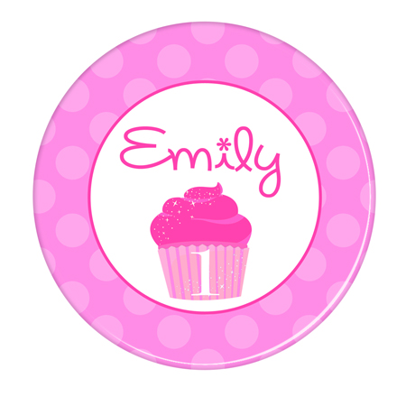 First Birthday Cupcake Melamine Personalized Plate- Girls