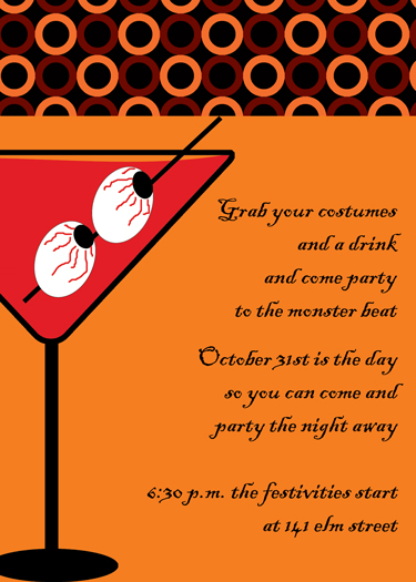 freaky eye drink halloween invitations