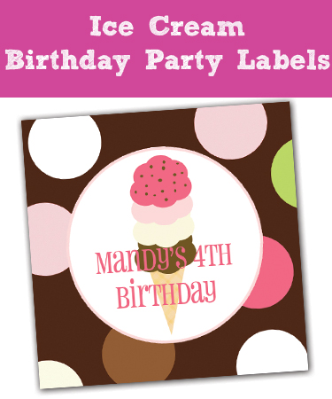 Ice Cream Birthday Party Labels