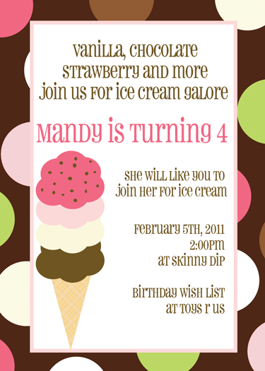 Ice Cream Birthday Invitations