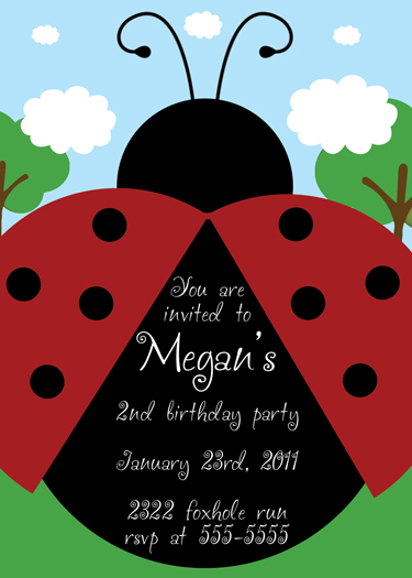 LadyBug Birthday Invitations
