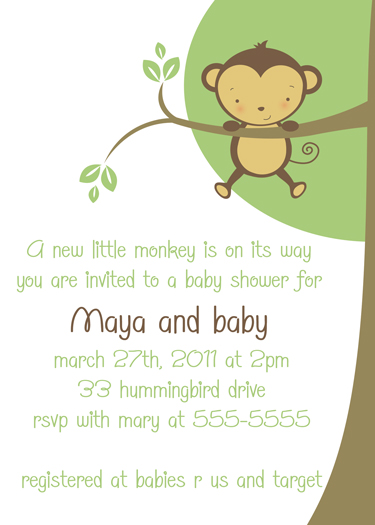 Little Monkey Baby Shower Invitation