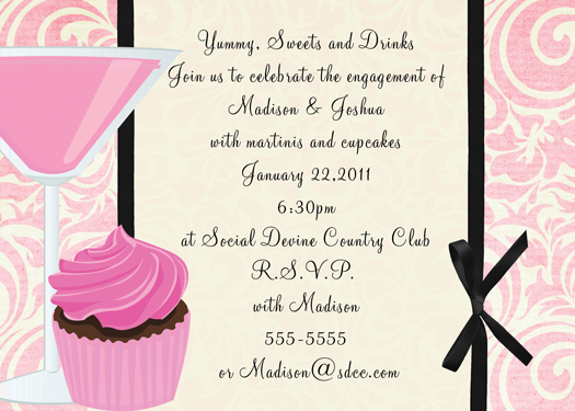 Martini and Cupcake Bridal Shower Invitations
