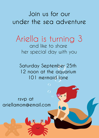 mermaid birthday Invitation