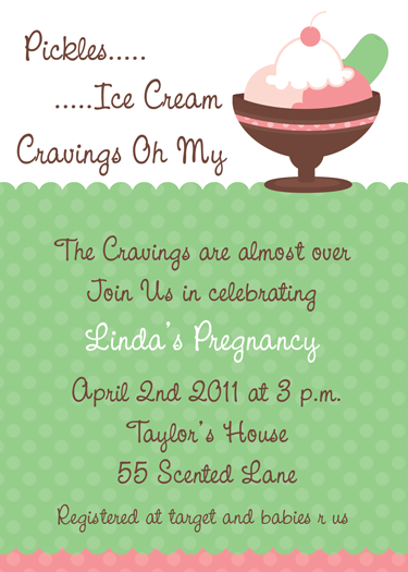 Pickle and Ice Cream Baby Shower Invitation