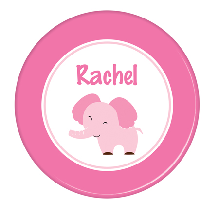 Pink Elephant Personalized Plate