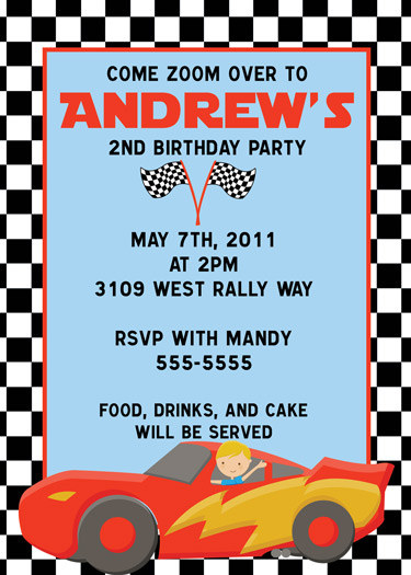 Race Car birthday Invitation