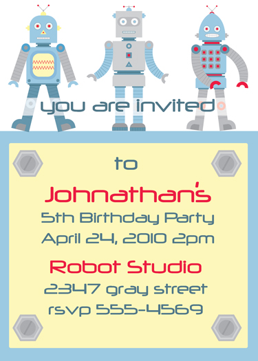 Robot birthday Invitation