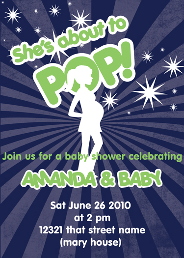 "She's About To Pop" Baby Shower Invitation