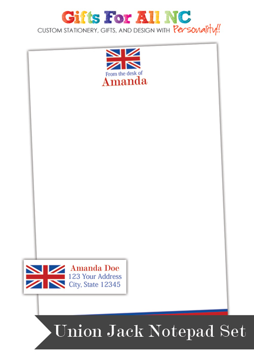 Union Jack Flag Personalized Notepad set