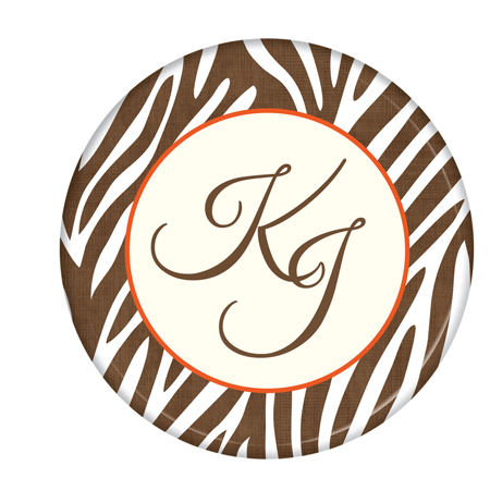 Brown Zebra Personalized Plate