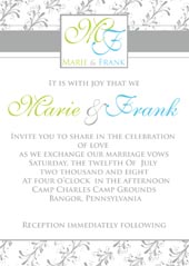 Gray monogram wedding invitation