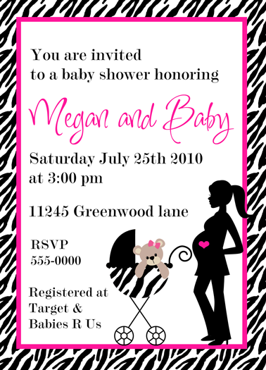 Zebra Baby Shower Invitation