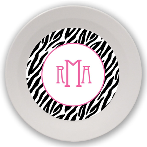 zebra personalized melamine bowl